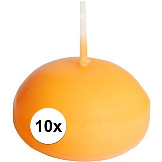 Image of 10 drijfkaarsen oranje