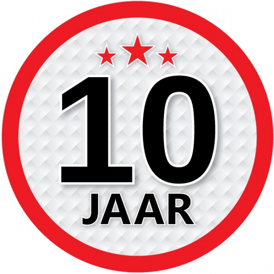 Image of 10 jaar sticker rond 15 cm