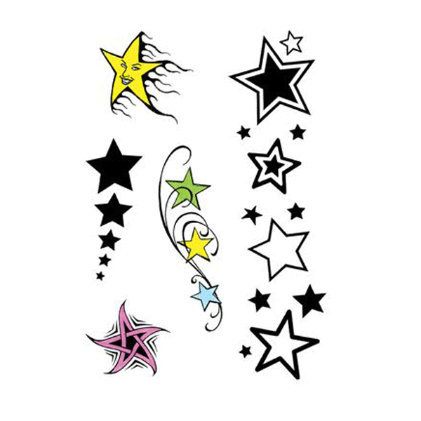 Image of 5 stuks plak tatoeages sterren