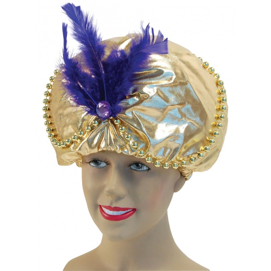 Image of Arabische hoed met paarse veer