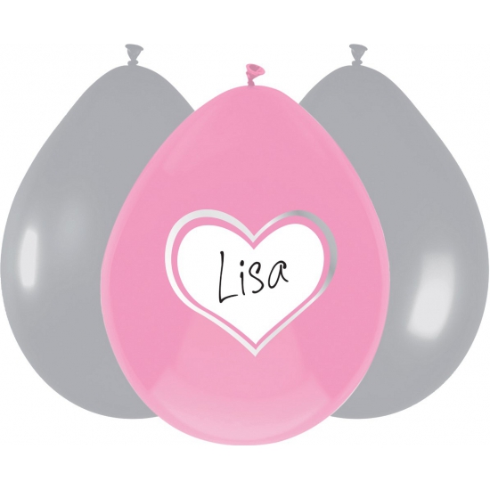 Image of Ballonnen hartje geboorte meisje 6 stuks