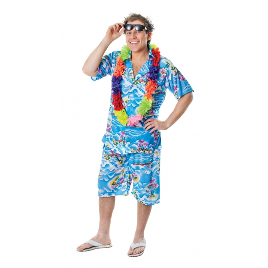 Image of Blauw Hawaii pak voor heren