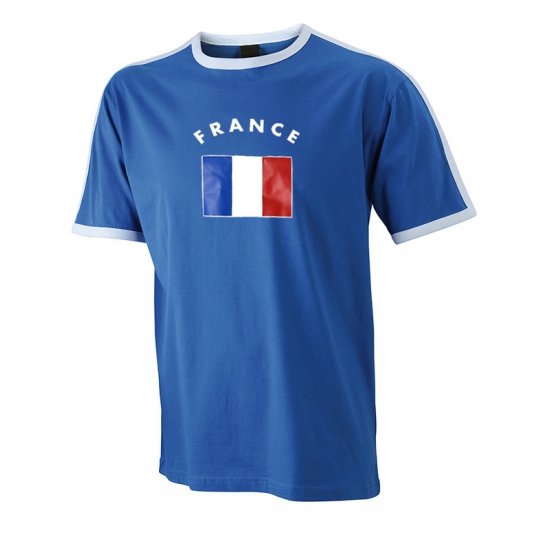 Image of Blauw heren t-shirt France opdruk