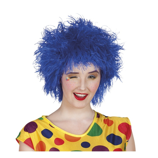 Image of Blauwe clown pruik voor volwassenen