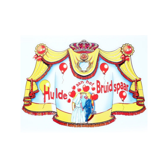 Image of Bruiloft kroonschild hulde aan het bruidspaar