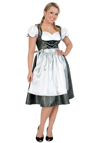 Image of Carnaval Deluxe Tiroler jurk zwart/wit