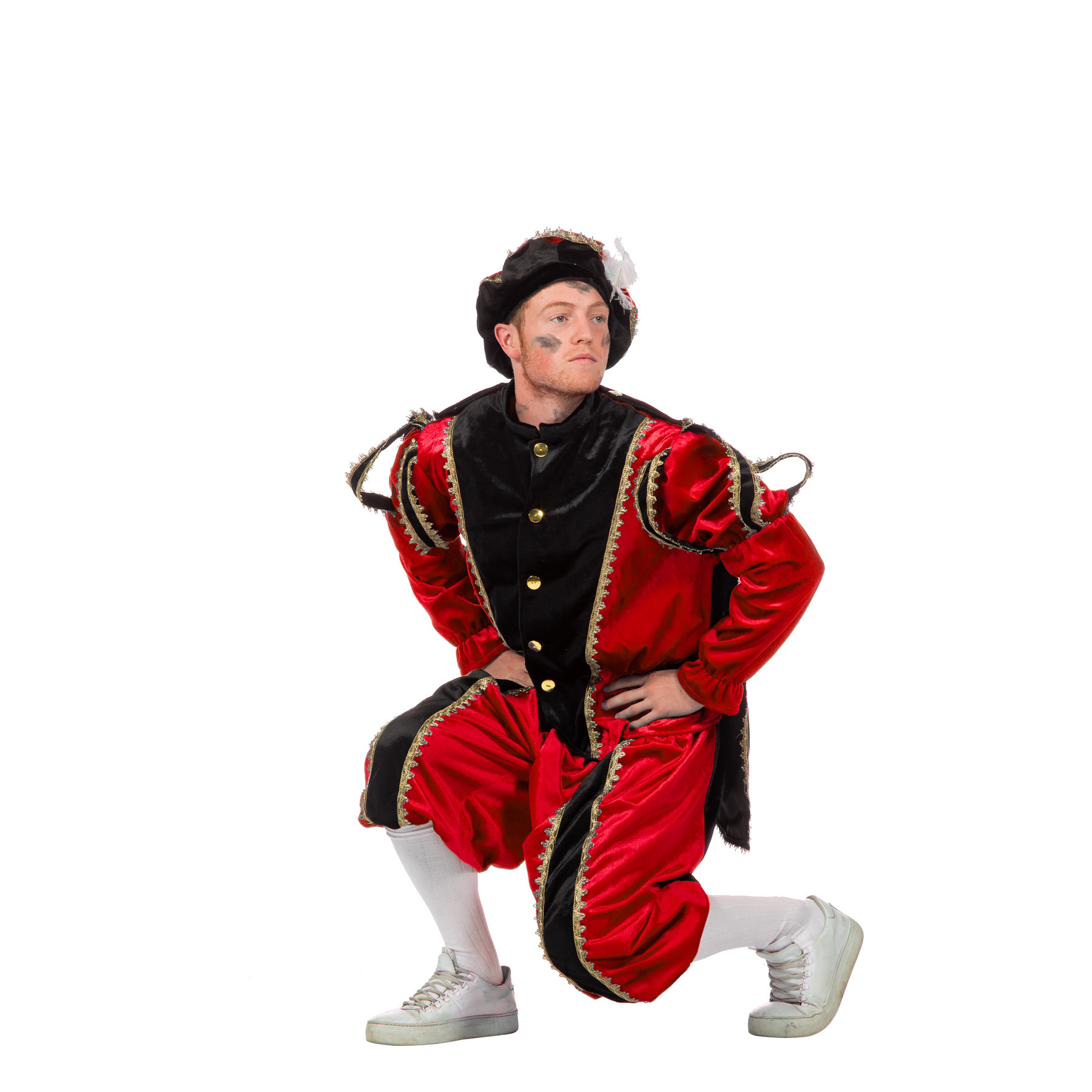 Image of Carnaval Rood/zwarte pieten kostuum fluweel