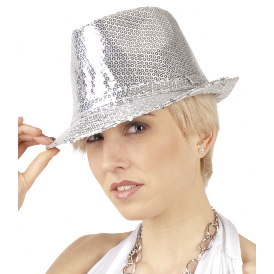 Image of Carnaval Zilveren hoedje met pailletten