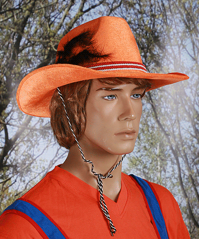 Image of Cowboyhoed oranje met veer