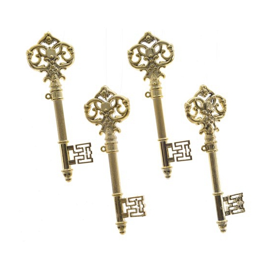 Image of Decoratie sleutels goud 4 stuks 15 cm
