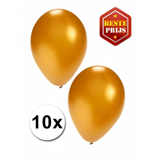 Image of Feestartikelen 10 gouden ballonnen