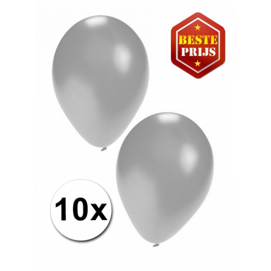 Image of Feestartikelen 10 zilveren ballonnen