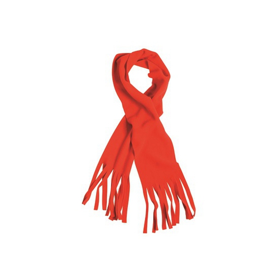 Image of Fleece sjaal met franjes rood