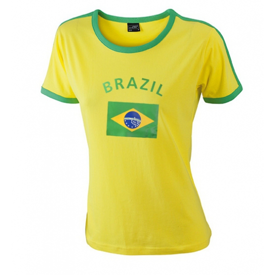 Image of Geel met groen Brazilie shirt voor dames