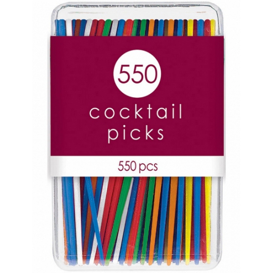 Image of Gekleurde plastic cocktailprikkers 550x