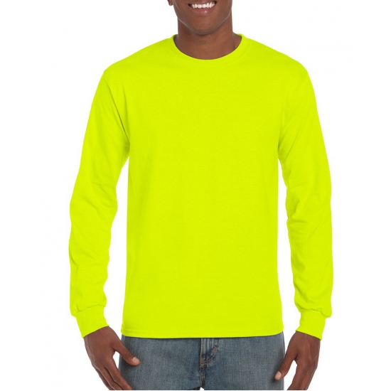 Image of Heren t-shirt lange mouw lichtgevend geel