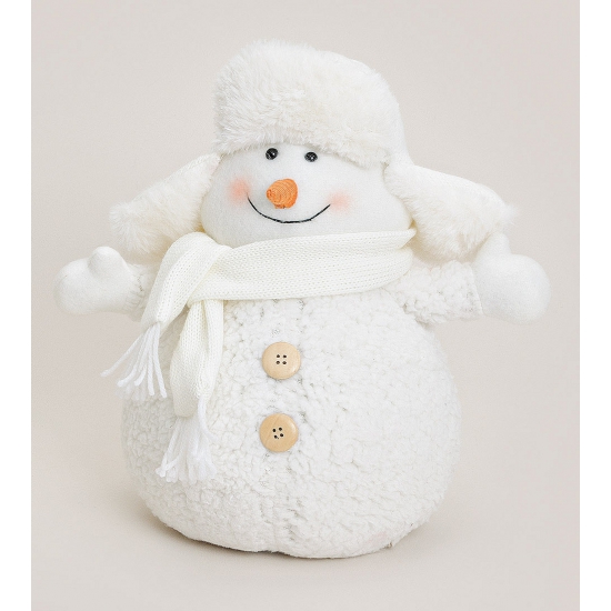 Image of Kerst Witte sneeuwpop met bontmuts