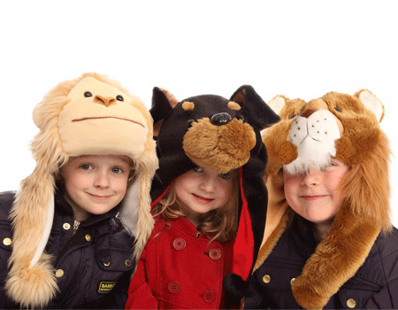 Image of Kinder bontmuts met leeuwen hoofd