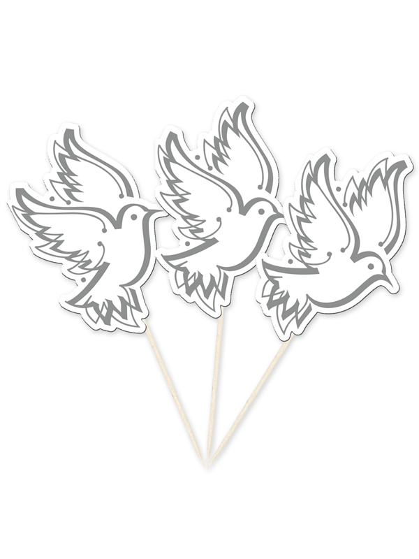 Image of Lange prikkers met witte duiven 10 stuks