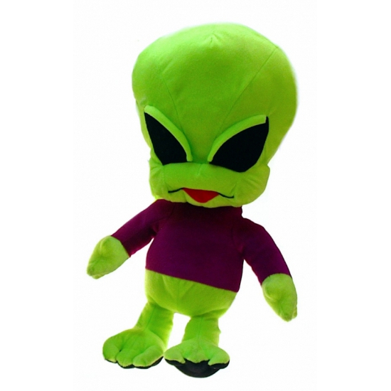 Image of Pluche alien knuffel met paarse trui 40 cm