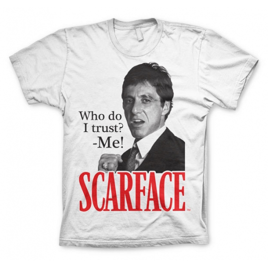 Image of Scarface Who Do I Trust fan shirt van katoen