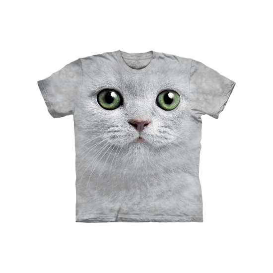 Image of T-shirt witte kat met groene ogen