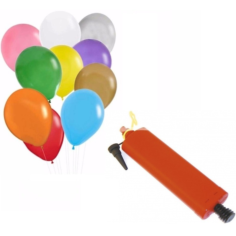 100 Gekleurde ballonnen met ballonnenpomp