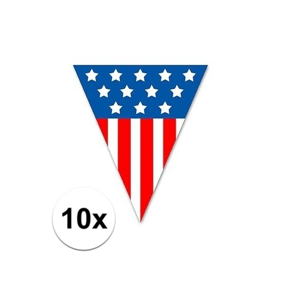 10x Amerika feest vlaggenlijn 5 meter