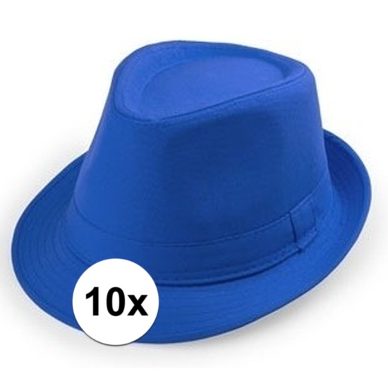 10x Blauw Al Capone hoedje voor volwassenen