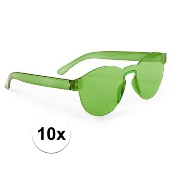 10x Groene verkleed zonnebrillen voor volwassenen