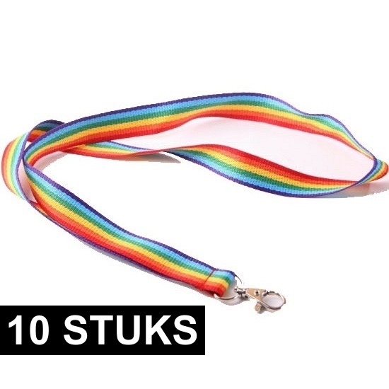 10x Keycords regenboog/rainbow kleuren