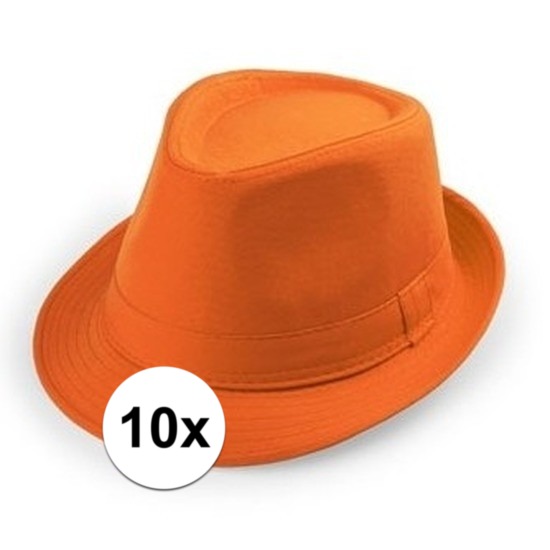 10x Oranje Al Capone hoedje voor volwassenen