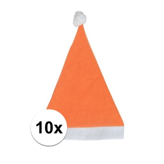 10x Oranje voordelige kerstmuts voor volwassenen