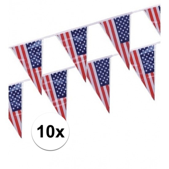 10x stuks Vlaggenlijnen Amerika/USA