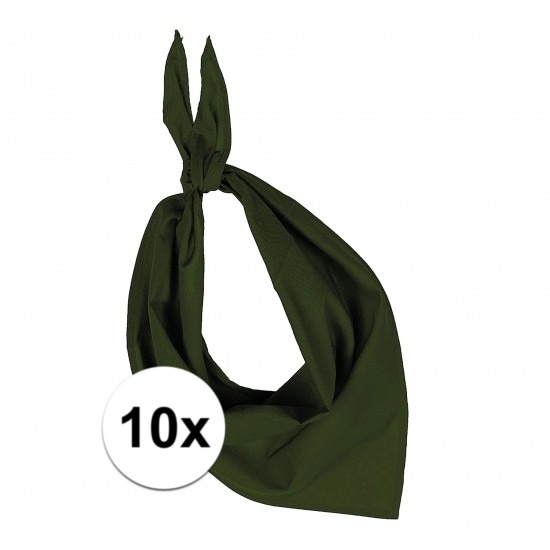 10x Zakdoek bandana olijf groen