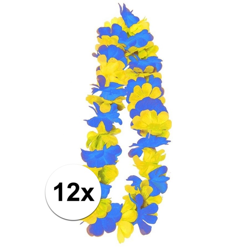 12x Blauw/gele hawaii slingers