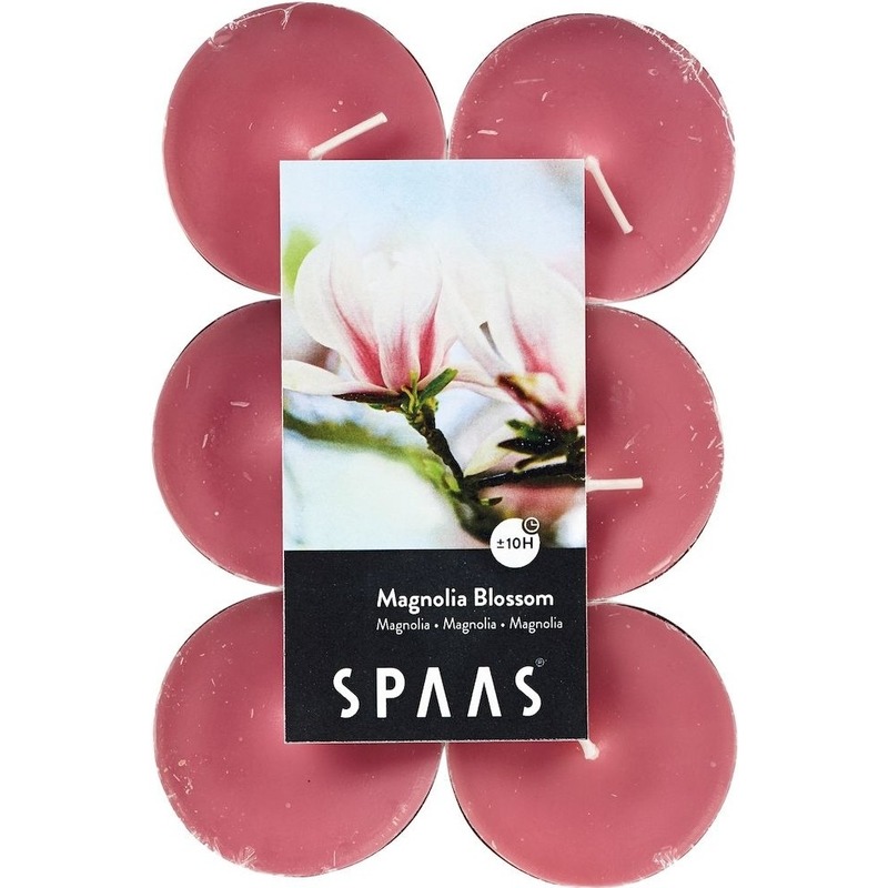 12x Maxi geurtheelichtjes Magnolia Blossom/roze 10 branduren