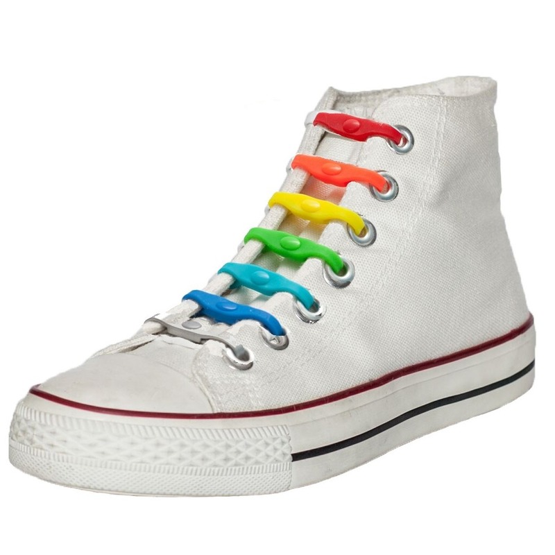 14x Shoeps elastische veters regenboog voor kinderen/volwassenen