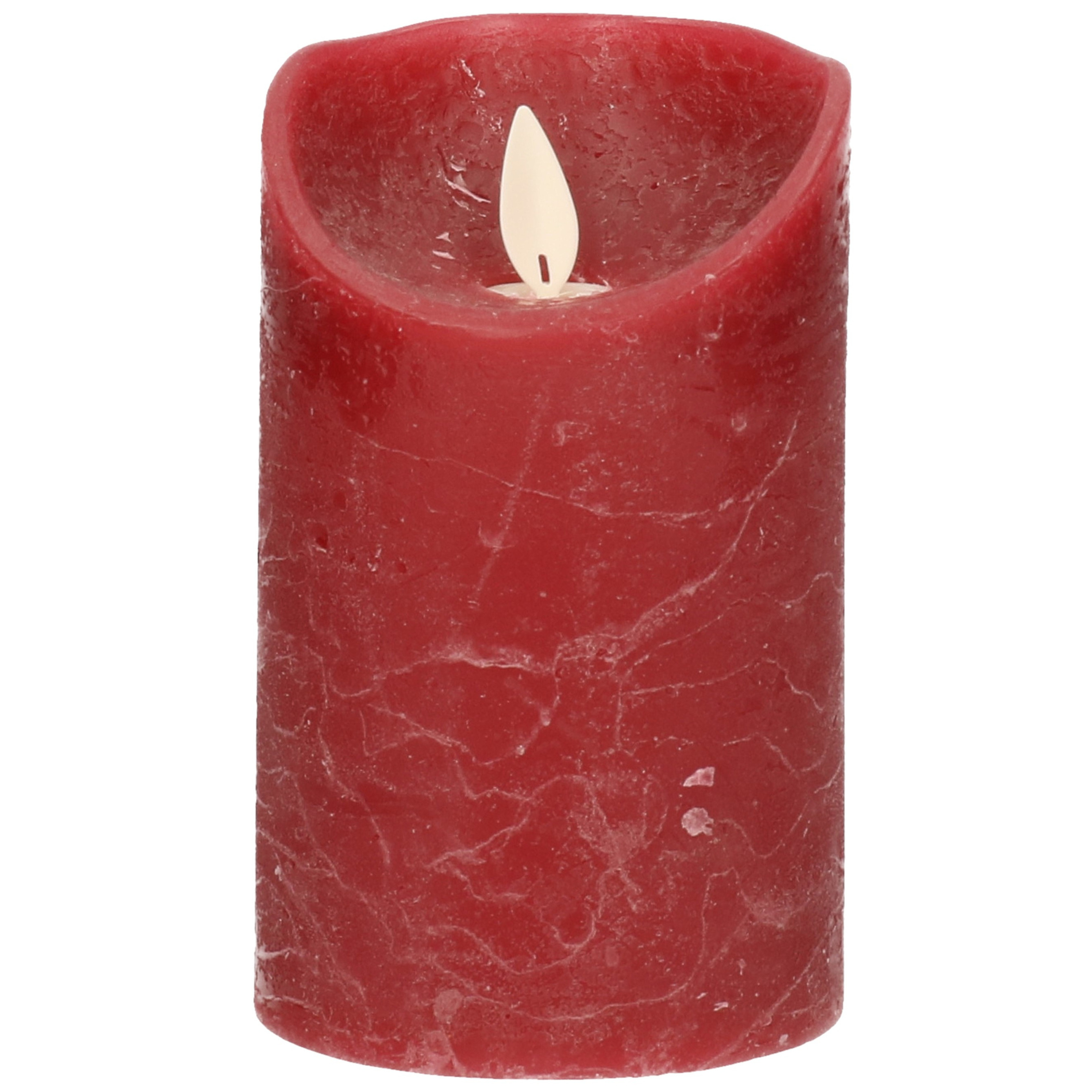 1x Bordeaux rode LED kaarsen - stompkaarsen met bewegende vlam 12,5