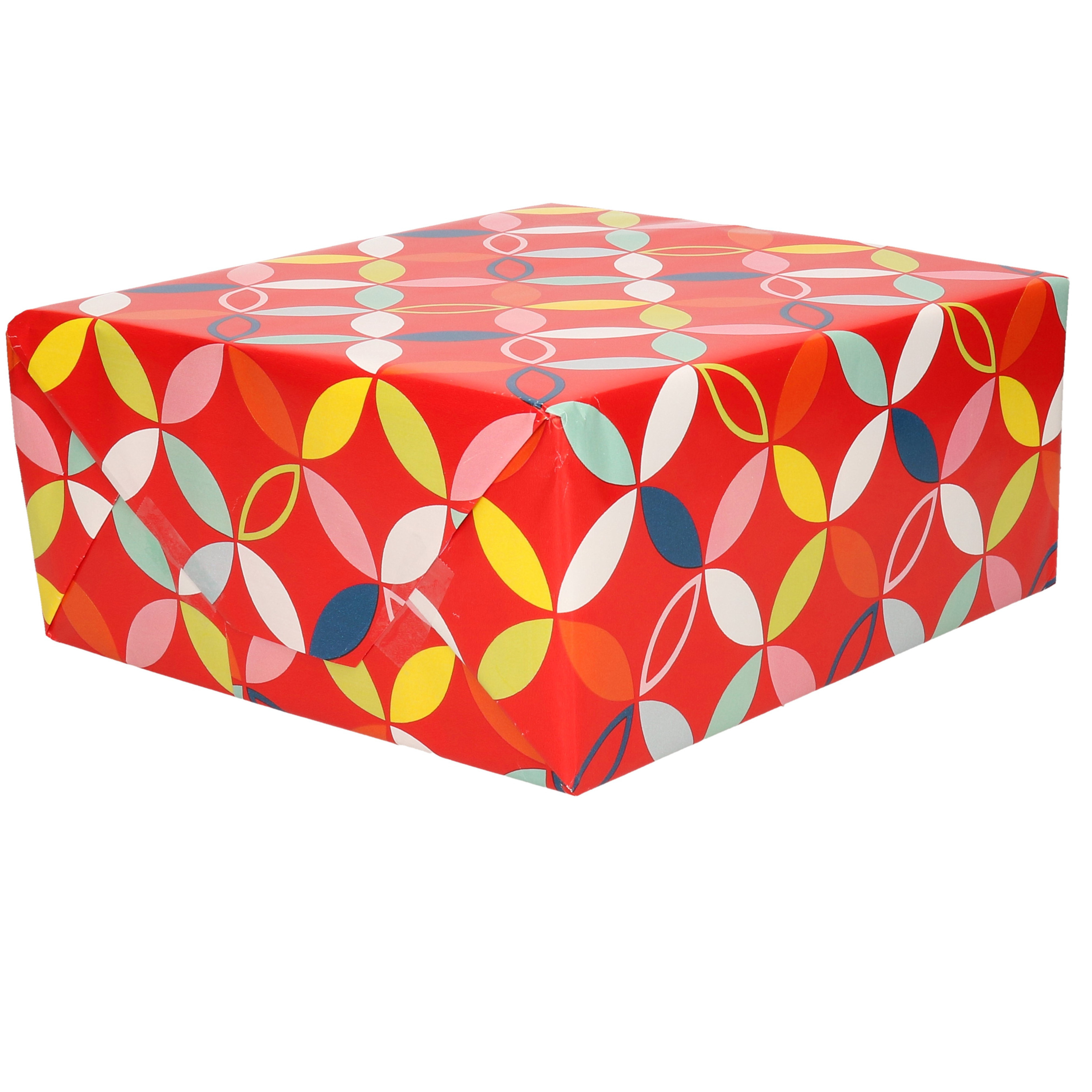 1x Inpakpapier/cadeaupapier rood met bloem figuren motief 200 x 70 cm rol