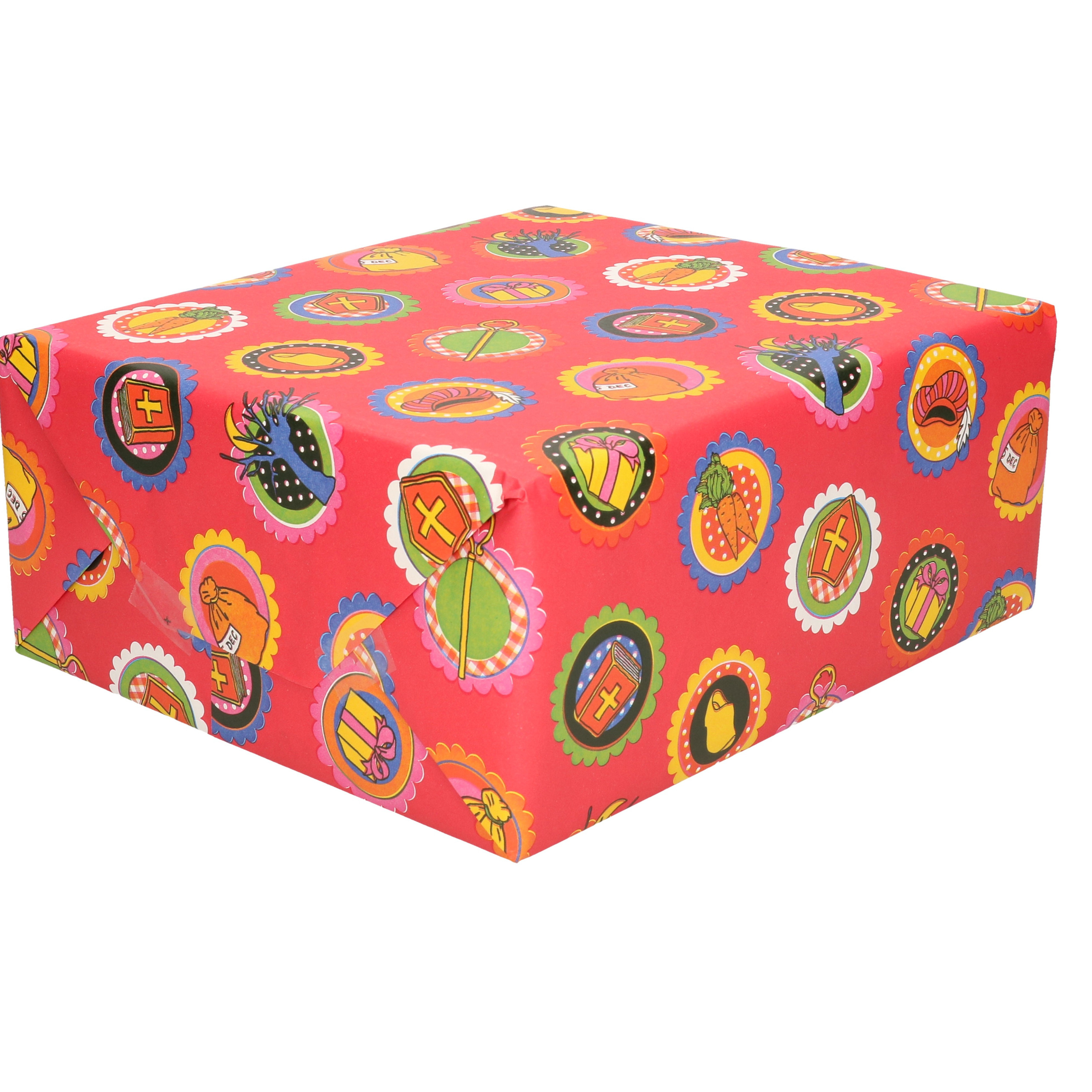1x Rollen Sinterklaas inpakpapier/cadeaupapier rood 2,5 x 0,7 meter