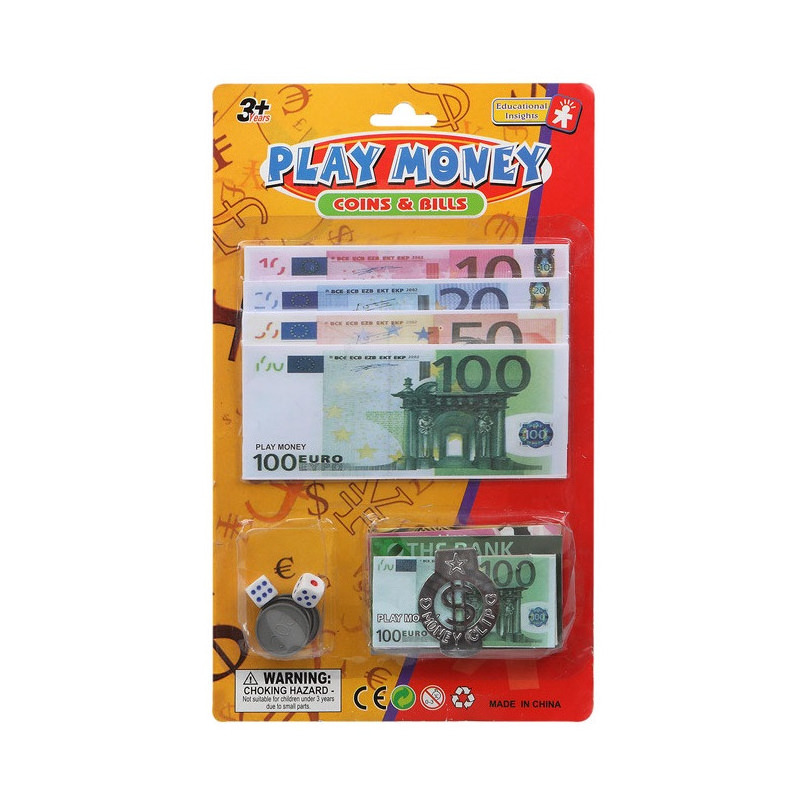 1x Speelgeld setjes euro met geldclip voor kinderen