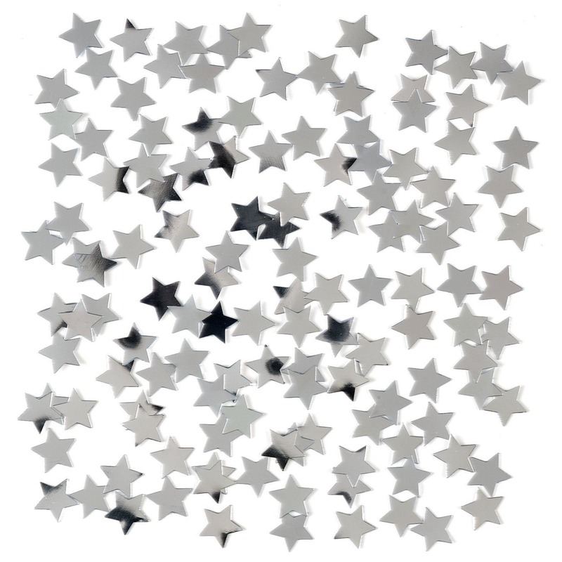 2 x stuks zilveren sterren confetti zakje 15 gram