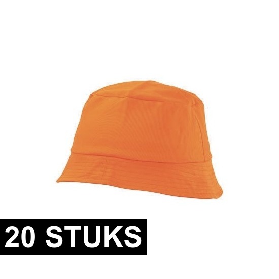 20x Oranje vissershoedjes/zonnehoedjes voor volwassenen