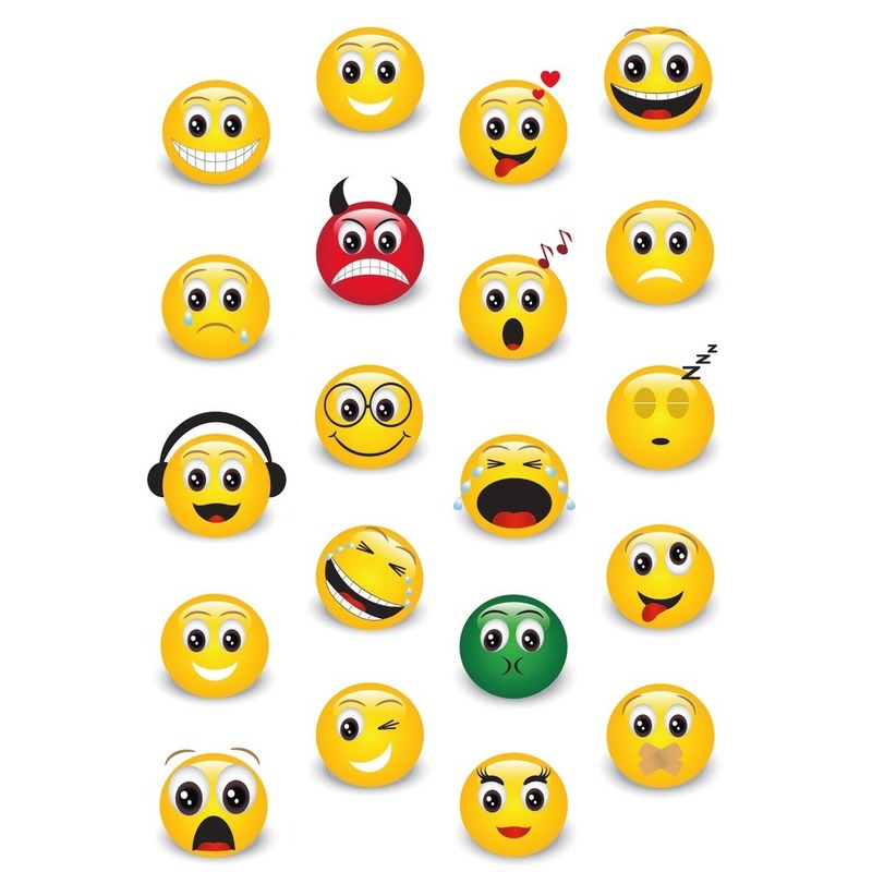 20x Smiley/emoticons stickers met 3D effect met zacht kunststof