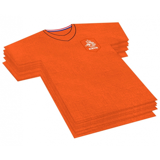 20x Voetbalshirt themafeest servetten oranje 16 x 15 cm papier