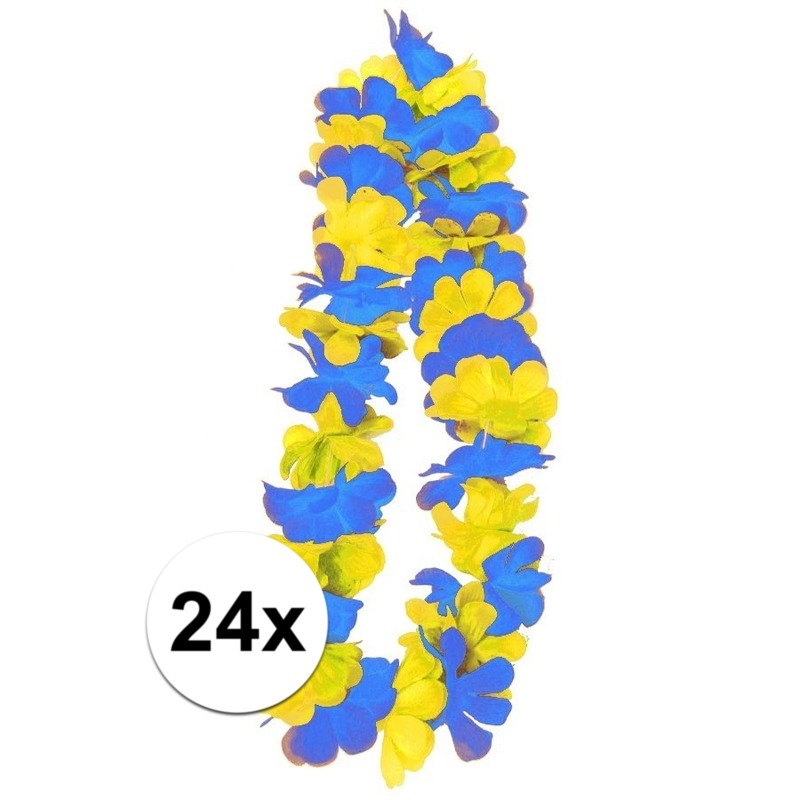 24x Blauw/gele hawaii slingers