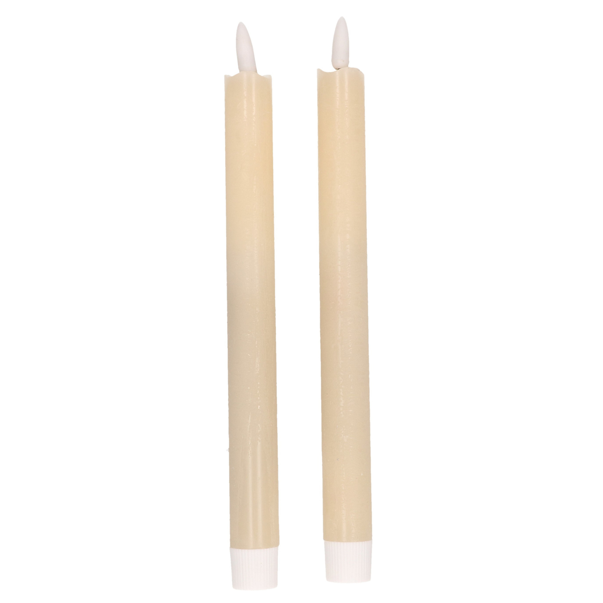 2x Creme witte LED kaarsen/dinerkaarsen 25,5 cm