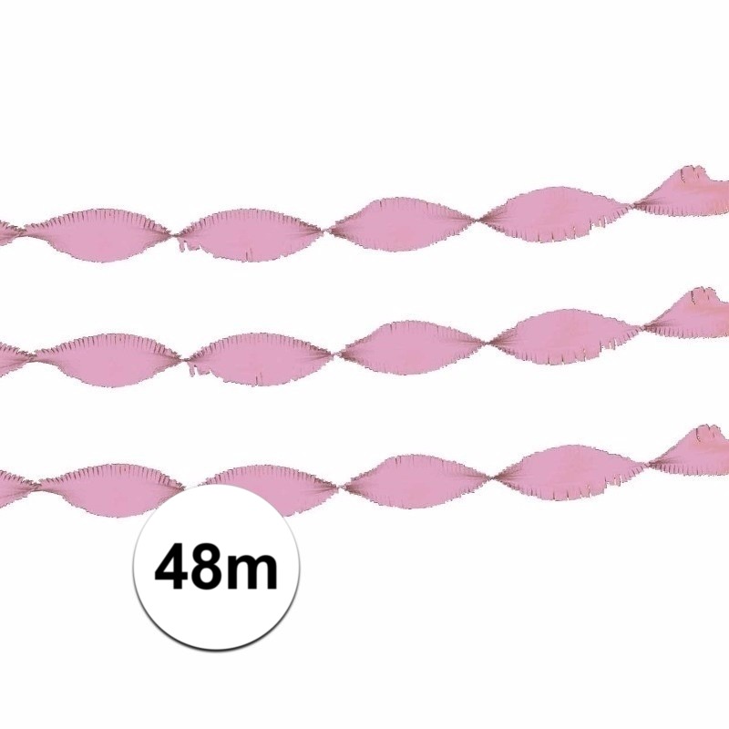 2x Feest of verjaardag versiering slingers roze 24 meter