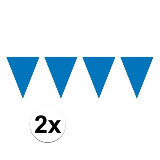 2x Mini vlaggenlijn/slinger versiering blauw